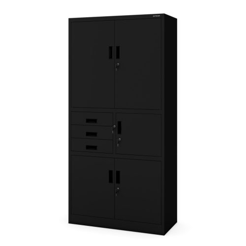 FILIP | 1060 II Fém iratszekrény széffel és fiókokkal / FEKETE színben