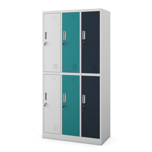 IGOR 1096 | Fém öltözőszekrény többszínű 6 rekeszes – lapraszerelt