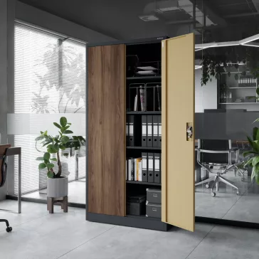 JAN - 1334 Eco Design fém iratszekrény - antracit - dió színben