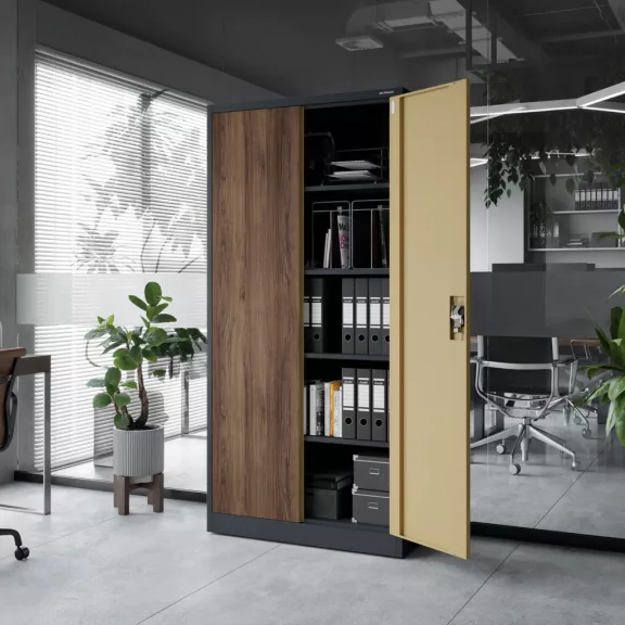 JAN - 1334 Eco Design fém iratszekrény - antracit - dió színben