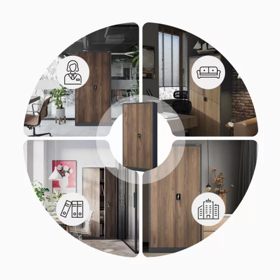 JAN - 1334 Eco Design fém iratszekrény - antracit - dió színben