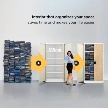 Eco - 1335 Design fém iratszekrény - fehér-sonoma tölgy színben