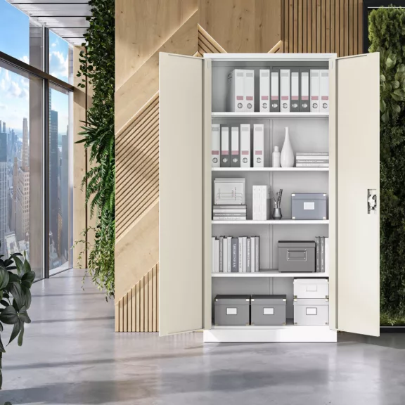 Eco - 1335 Design fém iratszekrény - fehér-sonoma tölgy színben Eco - 1335 Design fém iratszekrény - fehér-sonoma tölgy színben