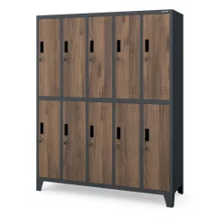   BARTEK 1342 | 10 ajtós Eco Design FÉM öltözőszekrény lábakon / Antracit-dió