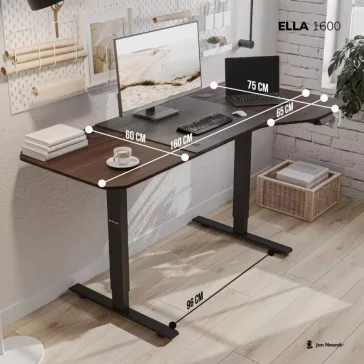 1372 Ella 160 cm állítható magasságú elektromos asztal dió színben