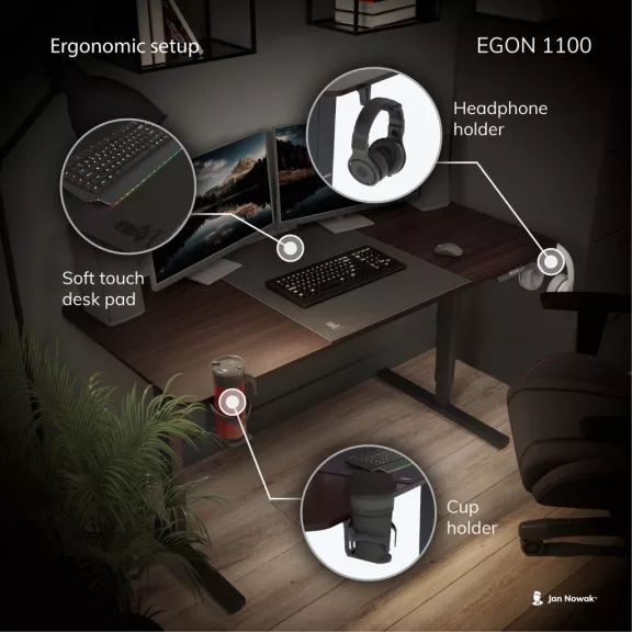 1376 Egon 1100 állítható magasságú elektromos asztal dió színben