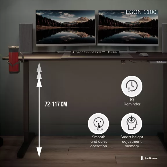 1376 Egon 1100 állítható magasságú elektromos asztal dió színben