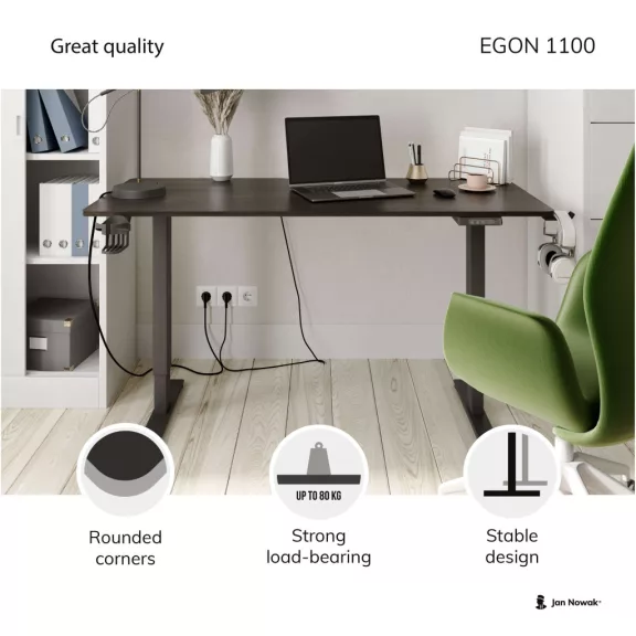 1376 Egon 1100 állítható magasságú elektromos asztal dió színben