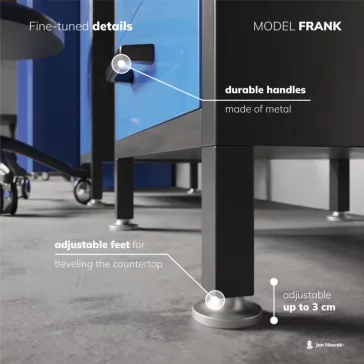 FRANK - 1432 fiókos műhelyasztal - antracit - kék színben