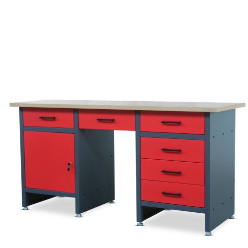 JAN NOWAK® FRANK fiókos műhelyasztal /antracit-piros színben