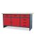 HENRY | 1436 műhelyasztal, fiókokkal és szekrénnyel / Antracit-vörös színben