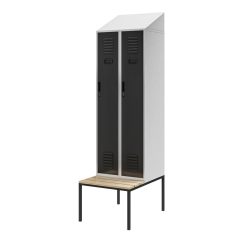   KACPER | 1540 II PRO Fém öltözőszekrény paddal és tetővel / Antracit-szürke színben