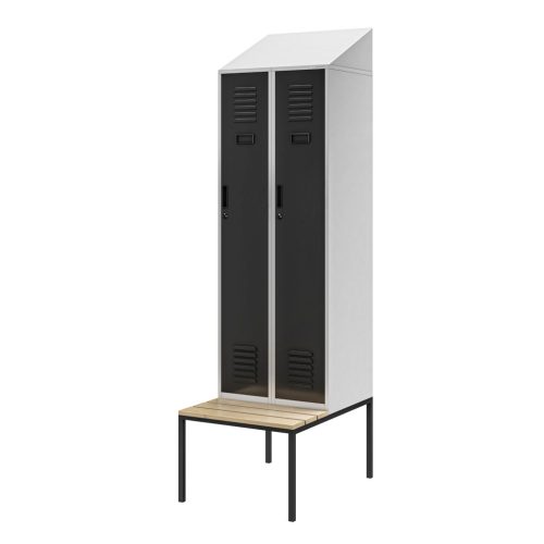 KACPER | 1540 II PRO Fém öltözőszekrény paddal és tetővel / Antracit-szürke színben