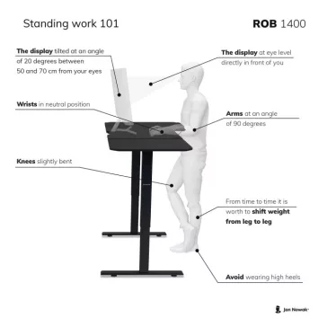 ROB - 1556 140 cm-es állítható magasságú elektromos asztal - fekete színben