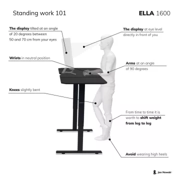 ELLA - 1557 160 cm állítható magasságú elektromos asztal - antracit színben