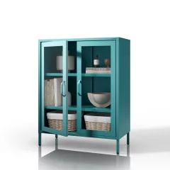  1587 | GINA modern alacsony fém–üveg vitrin 800 × 1015 × 400 mm, zöld