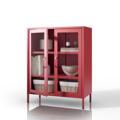   1595 | GINA modern alacsony fém–üveg vitrin 800 × 1015 × 400 mm, piros