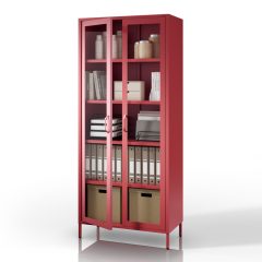   1656 | ANGELO fém vitrinszekrény 800 × 1850 × 450 mm, Modern piros