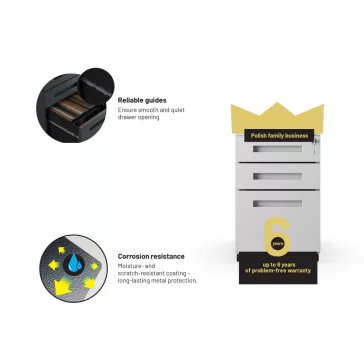 KATE Kontenerek pod biurko szary - Pedestal cabinet grey - Schreibtisch Unterschrank Grau