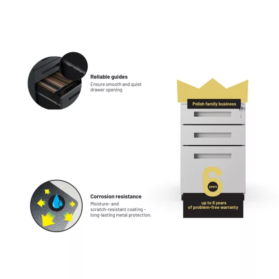 KATE Kontenerek pod biurko szary - Pedestal cabinet grey - Schreibtisch Unterschrank Grau
