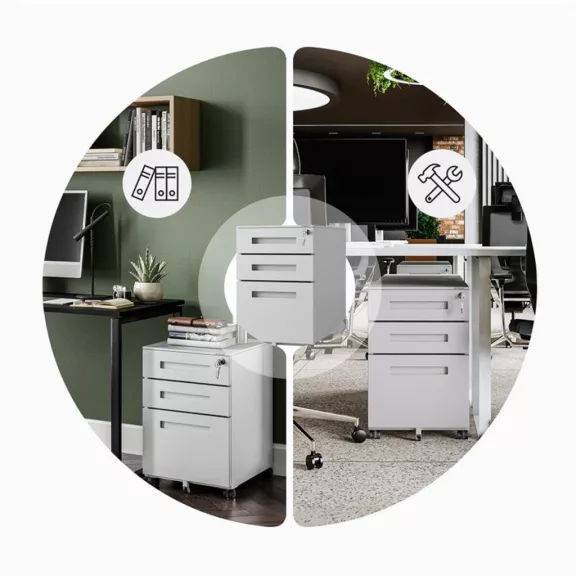 KATE Kontenerek pod biurko szary - Pedestal cabinet grey - Schreibtisch Unterschrank Grau