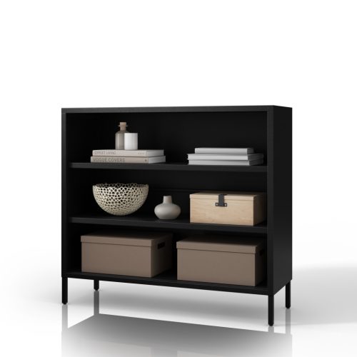 1771 | LUCA Modern fekete fém polcos könyvespolc 1000 × 900 × 350 mm