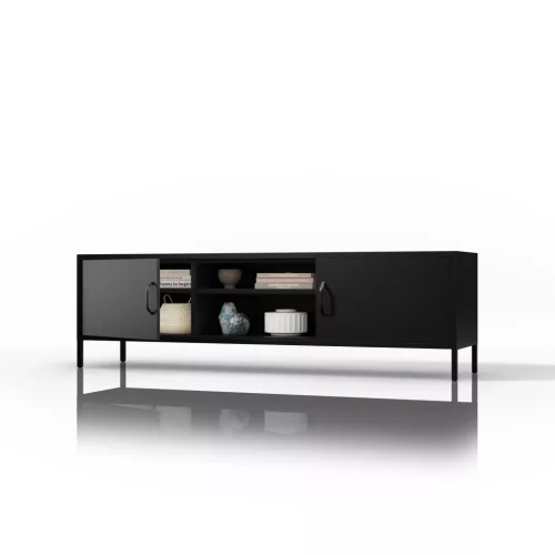 1781 | ROSARIA XL fém TV-szekrény 1700 × 400 × 500 mm, Modern fekete