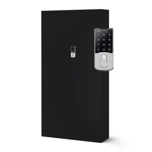 DANIEL fém irodai iratszekrény | 900 x 1850 x 400 mm, fekete színben 