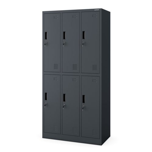 IGOR 1838 | Fém öltözőszekrény antracit 6 rekeszes – lapraszerelt