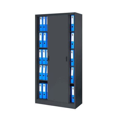 KUBA fém irodai szekrény tolóajtóval, antracit