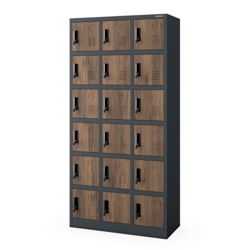 KAROL Skrytkowa szafa socjalna Eco design - orzech | Spind Schliessfachschrank | Compartment storage cabinet H1850*W900*D400