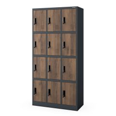   MARCIN Skrytkowa szafa socjalna BHP śniadaniowa Eco design - orzech | Spind Fächerschrank Schließfachschrank mit 12 Fächern | OHS compartment storage