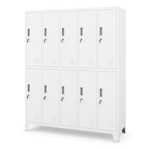BARTEK 1878-2 | 10 rekeszes fém öltözőszekrény – fehér – összeszerelt