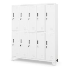   BARTEK 1878 | 10 rekeszes fém öltözőszekrény – fehér – Lapraszerelve