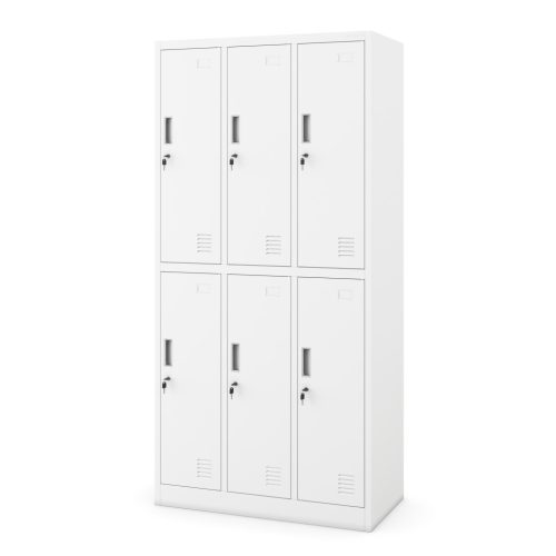 IGOR 1882 | Fém öltözőszekrény fehér 6 rekeszes – lapraszerelt