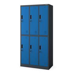   IGOR 1883-2 | Fém öltözőszekrény antracit test, kék ajtók 6 rekeszes – összeszerelt
