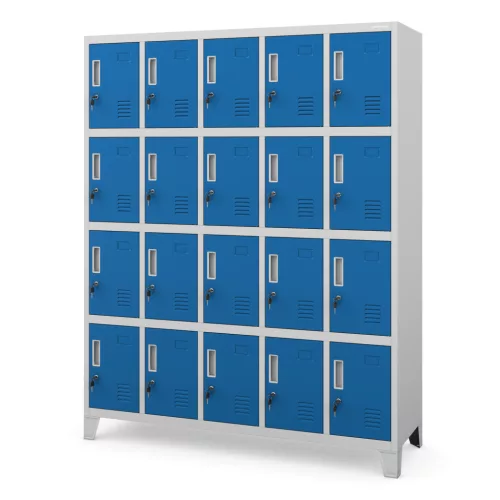 Öltözőszekrény ROBERT | 20 rekeszes, kulcsos zárral