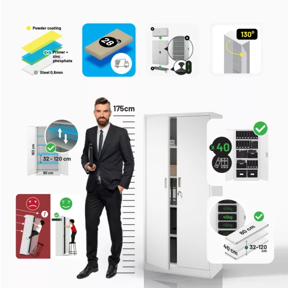 JAN Compact cabinet white RAL9003 H1750*W800*D400