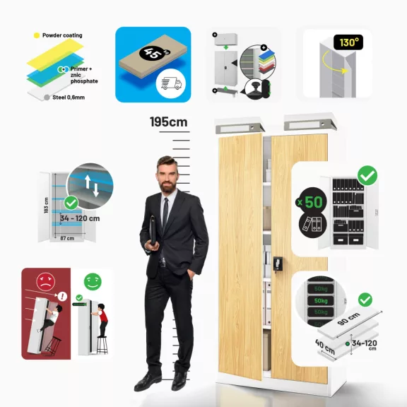 Iratszekrény fehér - arany tölgy: Eco Design JAN H