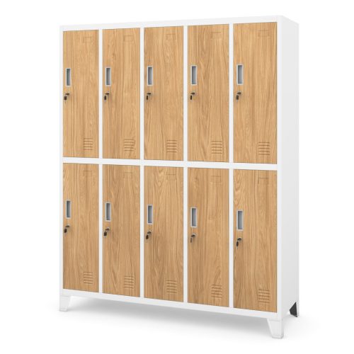 BHP öltözőszekrény fehér/arany tölgy: Eco Design 10 ajtós BARTEK