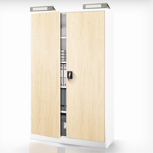 Fém irodai iratszekrény JAN II, Eco Design: fehér/sonoma tölgy