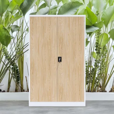 Fém irodai iratszekrény JAN II, Eco Design: fehér - sonoma tölgy
