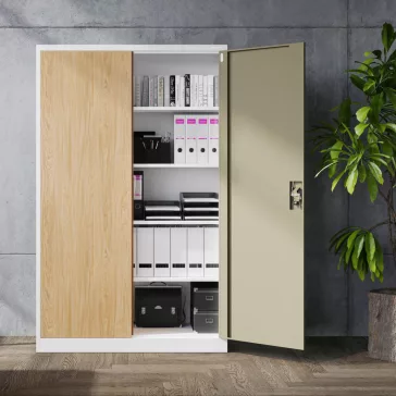 Fém irodai iratszekrény JAN II, Eco Design: fehér - sonoma tölgy