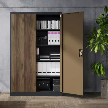 Fém irodai iratszekrény JAN II, Eco Design: antracit - dió