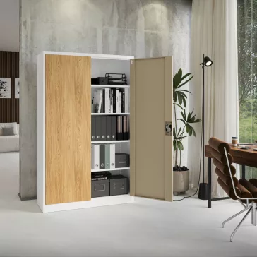Fém irodagardrób fehér - Aranytölgy: Eco Design JAN II