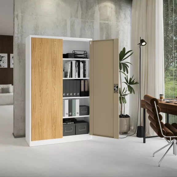 Fém irodagardrób fehér - Aranytölgy: Eco Design JAN II