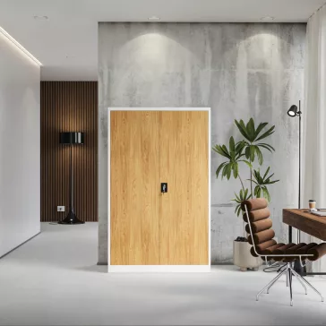 Fém irodagardrób fehér - Aranytölgy: Eco Design JAN II
