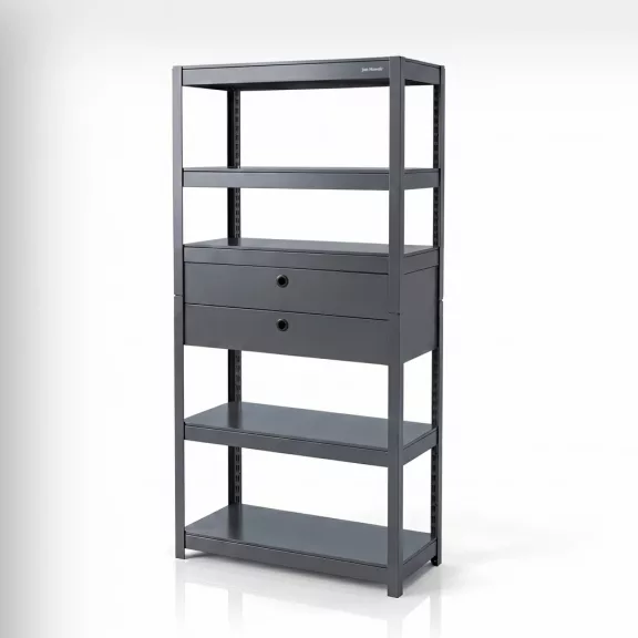 Jan Nowak® JOHNNY fém műhelypolc 2 fiókkal, Antracit, 1800 × 800 × 420 mm Jan Nowak® JOHNNY fém műhelypolc 2 fiókkal, Antracit, 1800 × 800 × 420 mm