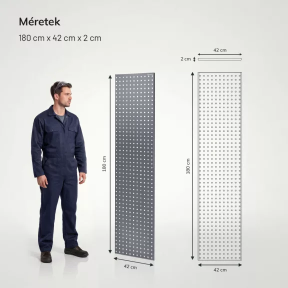Jan Nowak® JOHNNY perforált oldalpanelek polchoz, 2 db, Antracit, 1800 × 20 × 420 mm