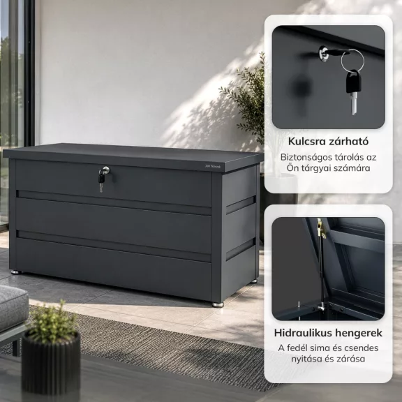 Jan Nowak® CARRIE fém kerti tárolóláda 360 l, Antracit, 1190 × 520 × 587 mm Jan Nowak® CARRIE fém kerti tárolóláda 360 l, Antracit, 1190 × 520 × 587 mm